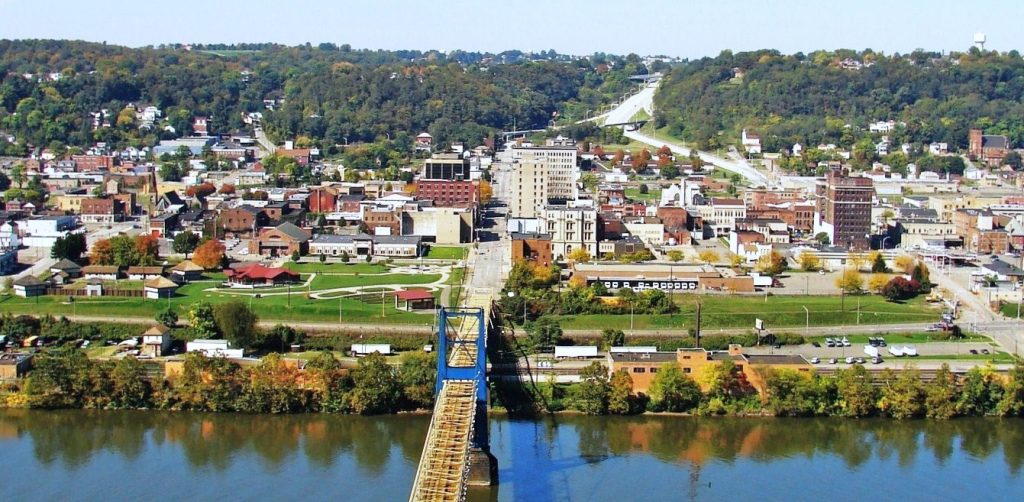 Downtown Steubenville fromm Ohio River